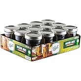Ball - 16oz Wide Mouth Jars with Lids & Bands 12 Pack Jars, Large Glass Mason Jar for Food Storage with airtight Lid, 0.125 G
