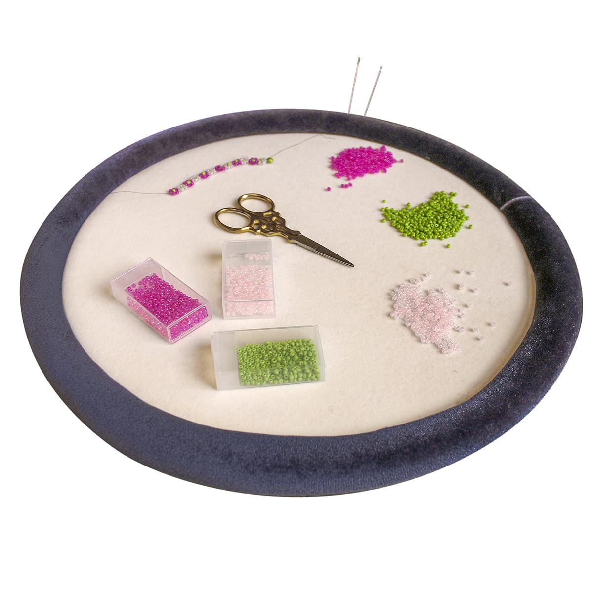 The Beadsmith Craft Bumper – Basic Elements – Round Shape, 12” Diameter, 1” Bumper Border, Sturdy Design Tray with Raised Edge, Excellent for Beading, Jewelry Making & DIY Hobbies