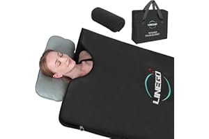 LINEGO Far Infrared Sauna Blanket for Detox, Portable Infrared Sauna for Home Relaxation,Sauna Blanket for Detox with Remote Control (Large Black A)