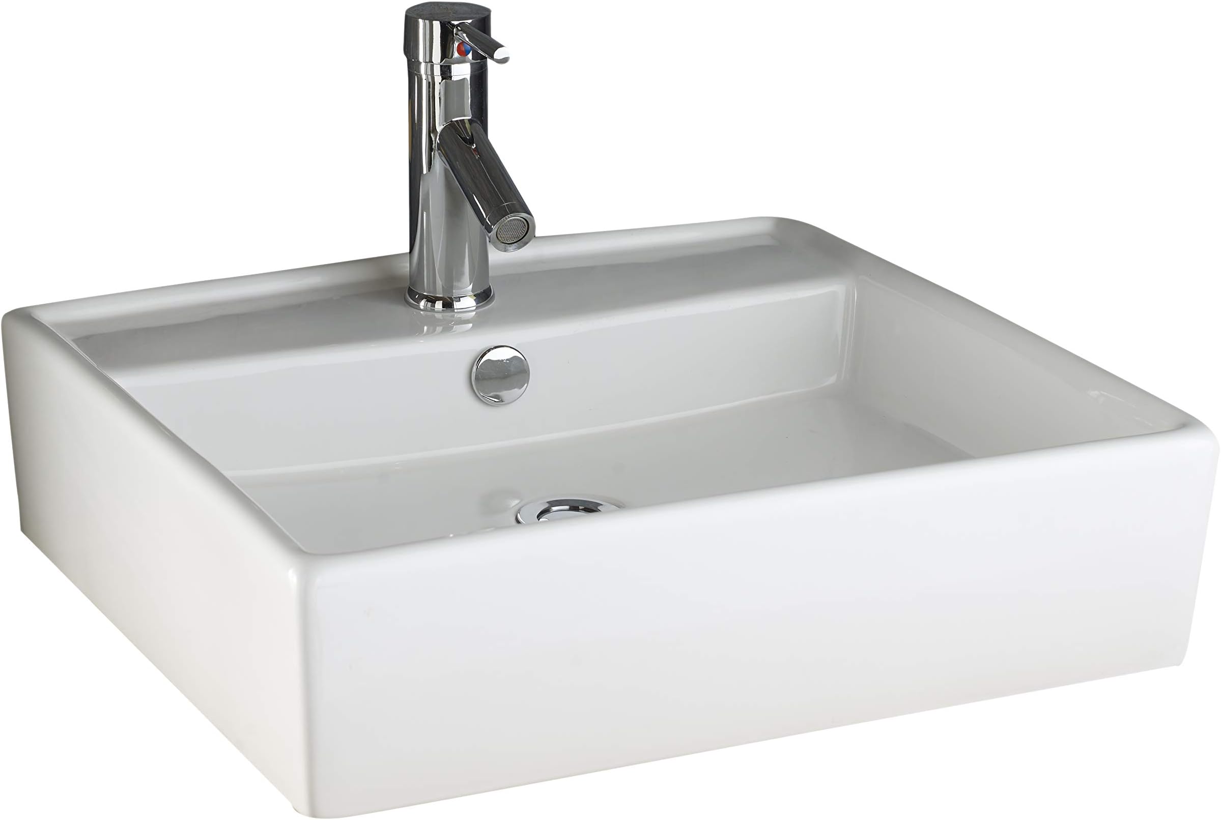 Clickbasin Family Square Modern White Bathroom Sink 510mm Wall Mounted or Countertop Basin