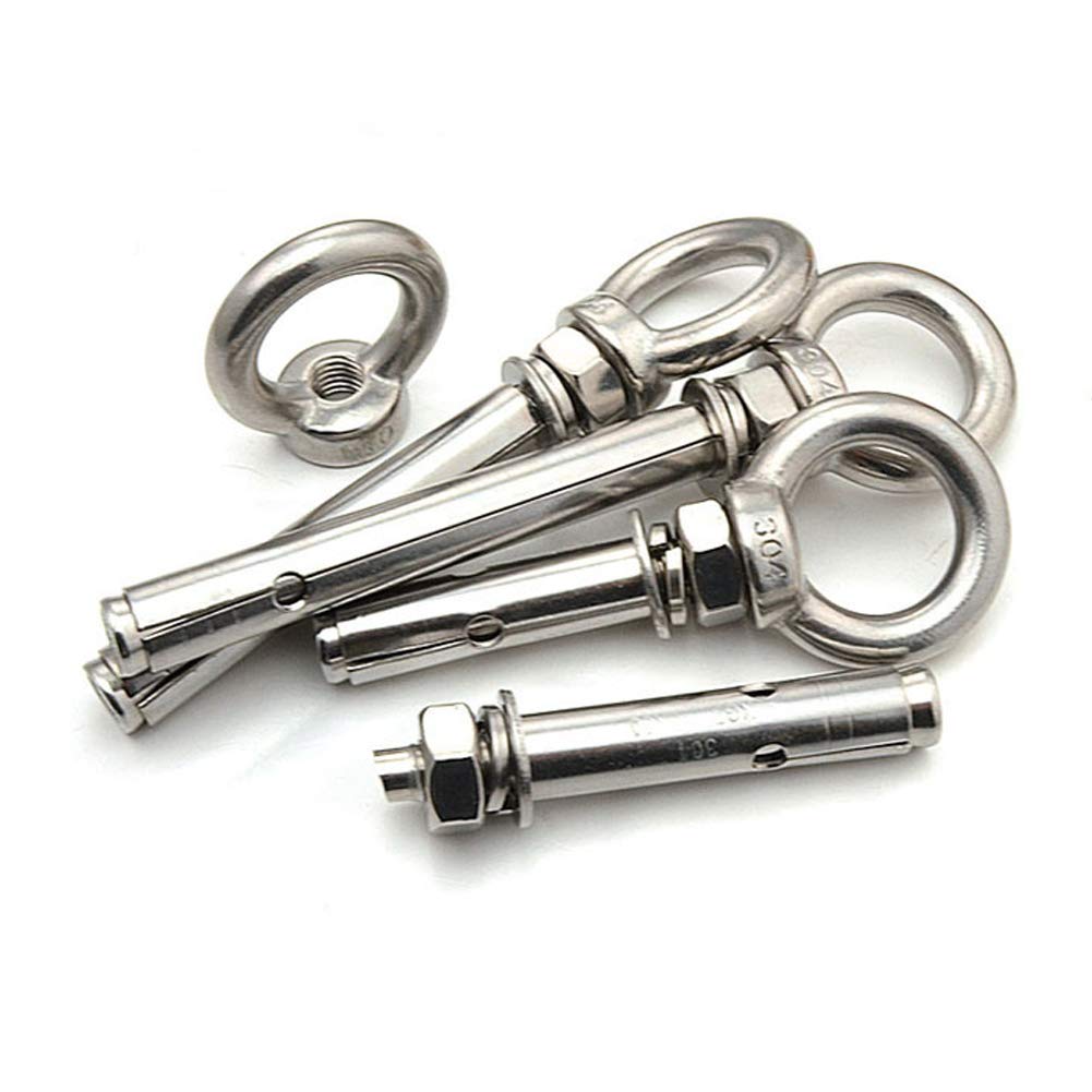 Preamer 5-Pack Eyebolt Bolt Stainless Steel Wall Concrete Brick Anchor Expansion Bolts Ring Screw Eyes, M6x70mm - Image 4