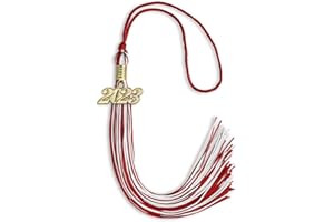Endea Graduation Mixed Double Color Tassel with Gold Date Drop (Red/White, 2023)