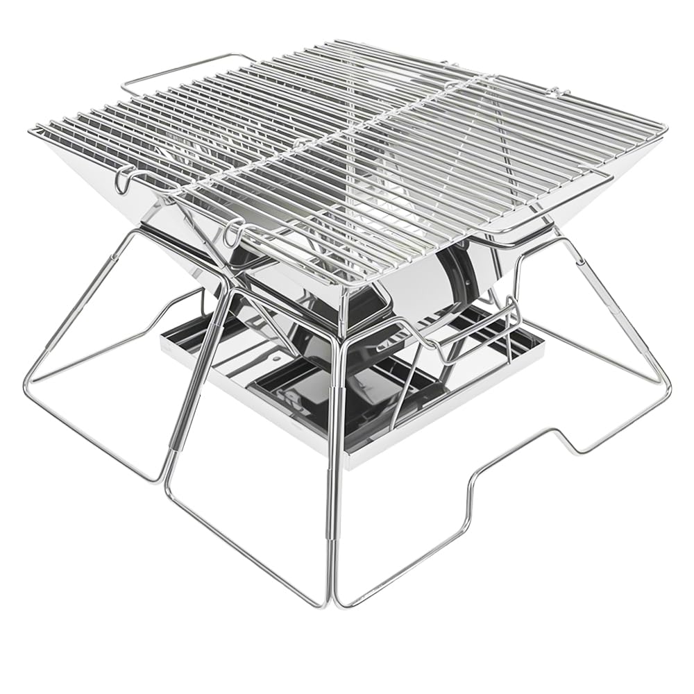 CARBABY バーベキューコンロ 焚き火台 アウトドアコンロ 折りたたみ BBQコンロ １台2役 2-4人用 灰受けケース付き 収納袋付商品画像