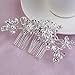 TINKSKY Bridal Hair Pieces Tiara Hair Pins Women's Crystal Rhinestones Pearls Decor Flower Style Hair Comb Clip