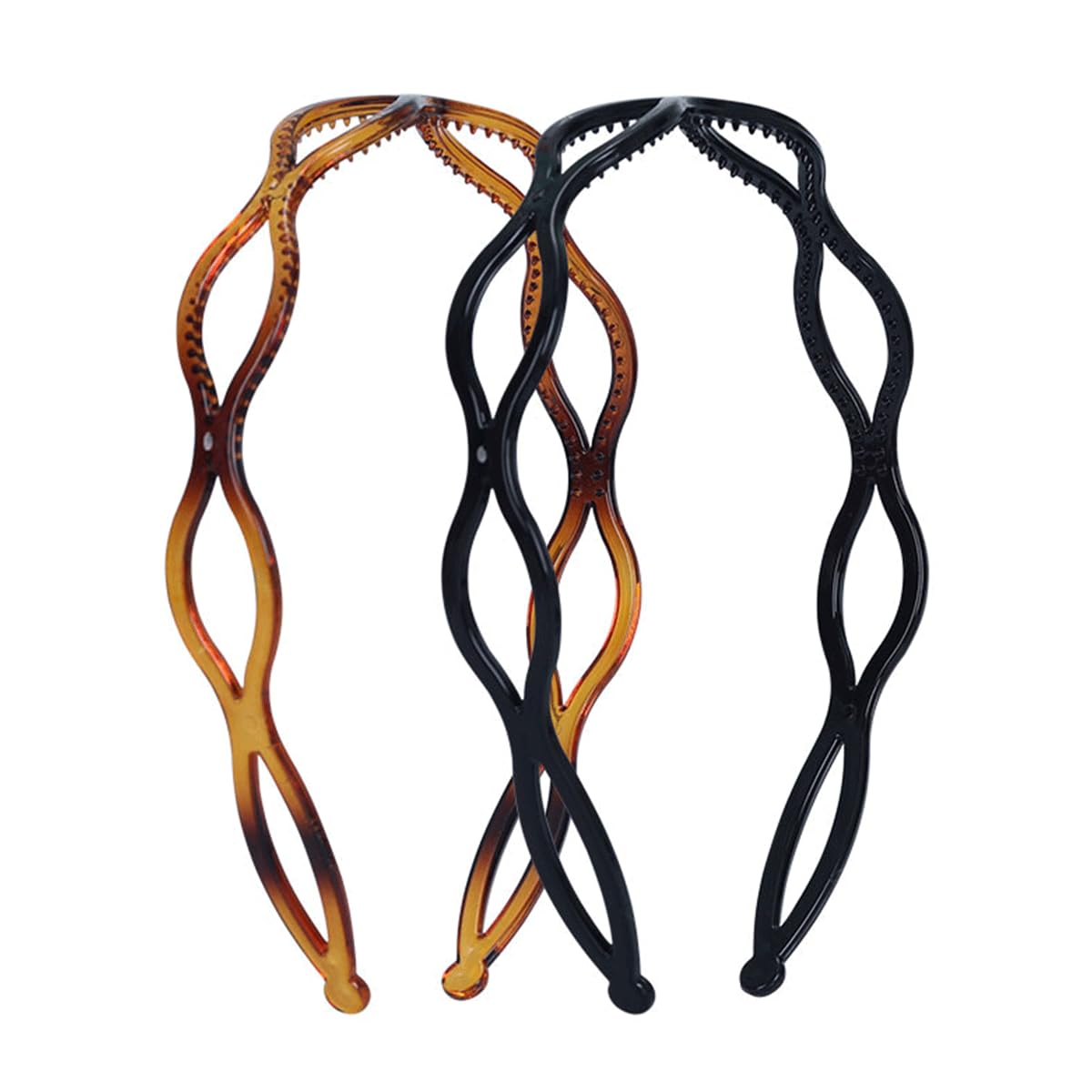 2 Pcs Tooth Headband for Men Women Girls Plastic Hairband Wavy Hair Comb Head Band Hard Hairbands for Hair Styling 9512 — image 1