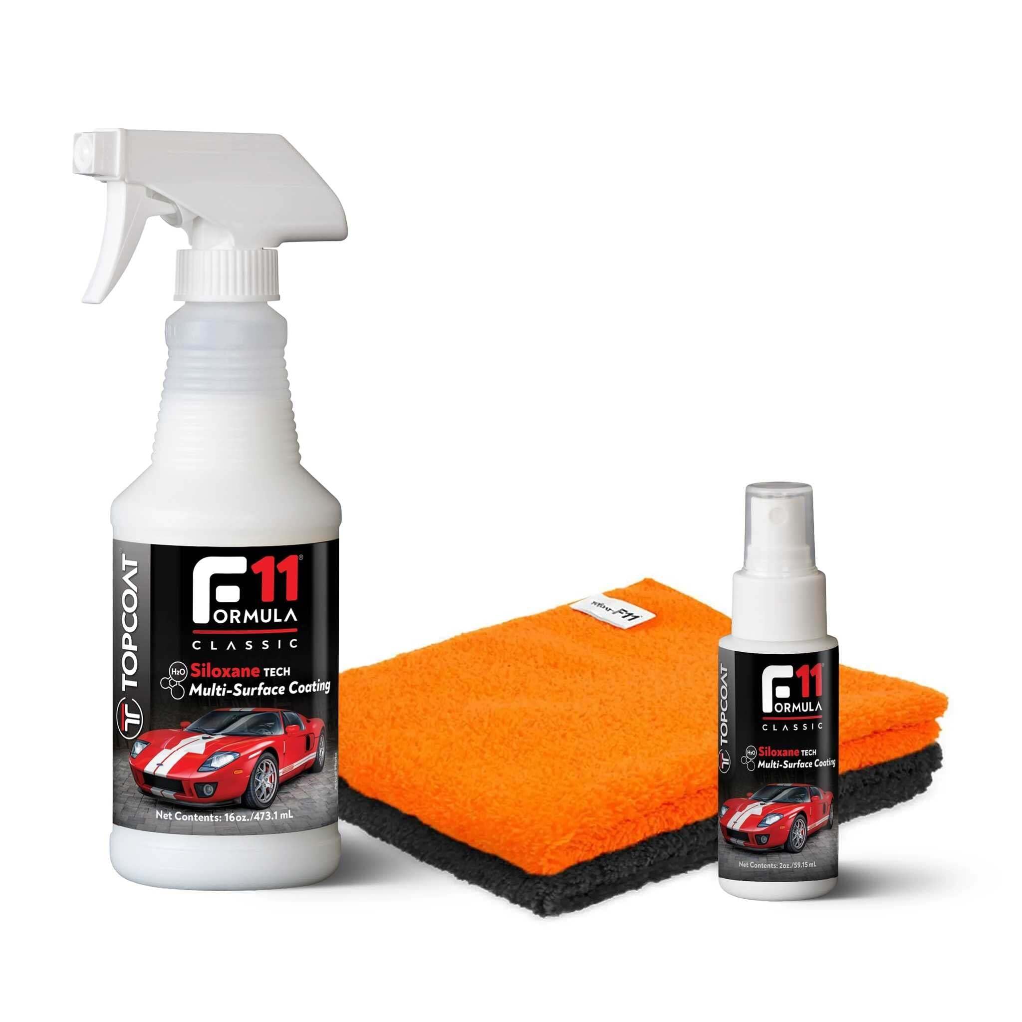 TopCoat F11 Polish & Sealer for Cars, Bikes and More – Water-Based Alternative to Ceramic Wax - 16 oz F11 Kit with Travel Bottle and 2 Microfiber Towels