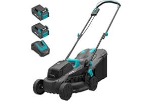 MightyMow Electric Lawn Mower Cordless, 20V 13 inch Push Lawn Mower with 5-Position Cutting Height Adjustment, 2x4.0Ah Battery and Charger Included