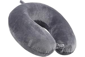 GDEOUP Travel Pillow 100% Pure Memory Foam Neck Pillow Airplane for Traveling,Car, Train,Napping,Traveling,Washable Cover (Grey)