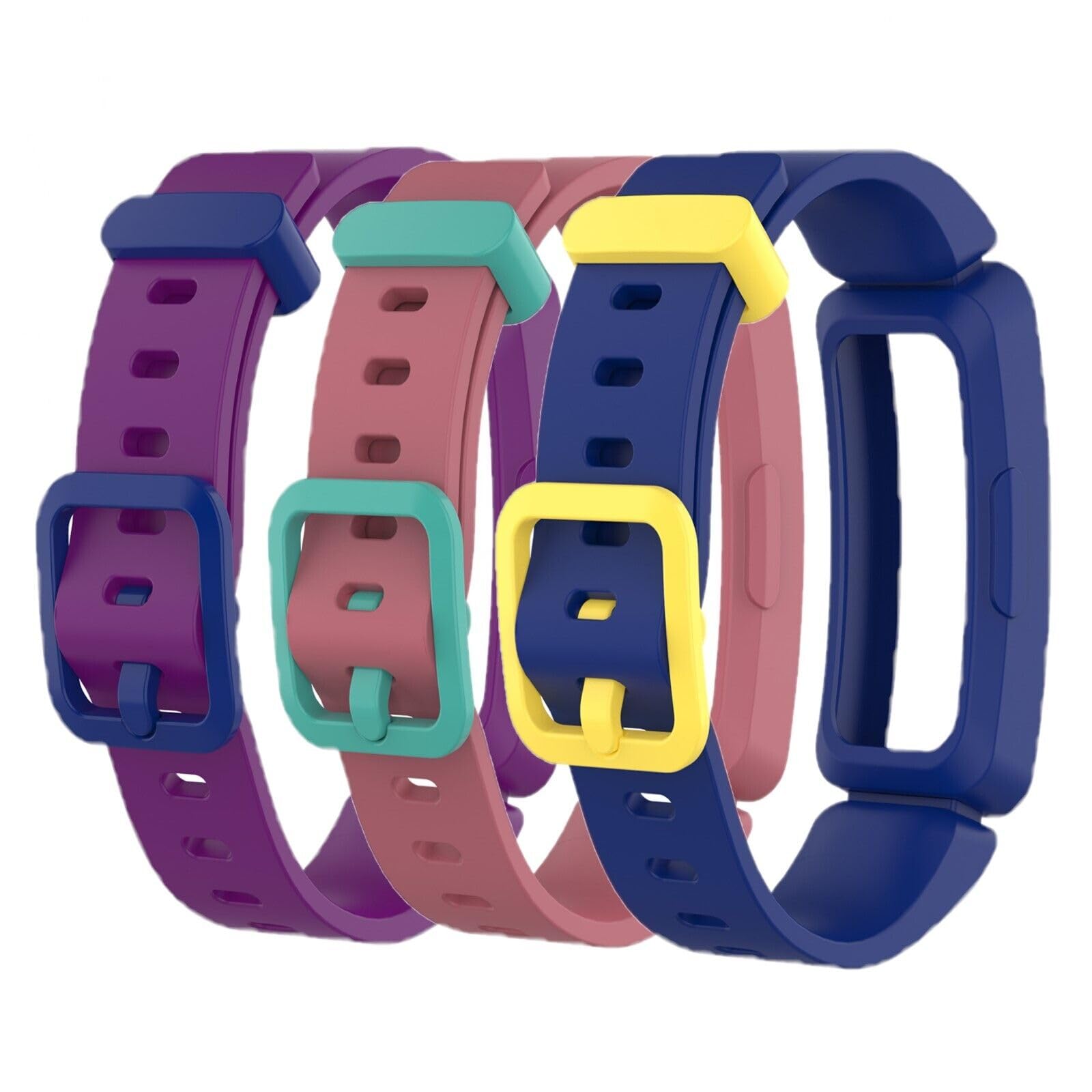 Panda Bobo Compatible with Fitbit Ace 2 for Kids, Soft Silicone Waterproof Bracelet Accessories Sports Watch Strap (3 Pcs - Pack B)