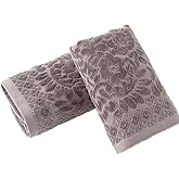 Absnuopt Decorative Hand Towel Set of 2 100% Cotton Quick-Dry Checkered Textured Absorbent Soft Face Towel for Bathroom Vine Farmhouse Hotel Spa Guest Tea Gift (Chocolate, 13"x29")
