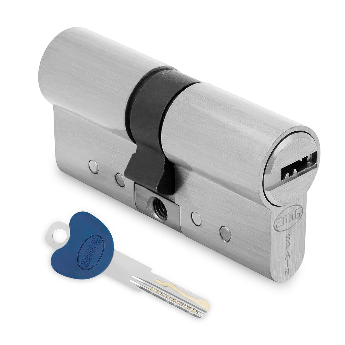 Amig - Security Cylinder - Made of Brass - Size: 80 mm (30-50) - Anti-Drill and Anti-Bumping Protection - Finish: Matt Chrome