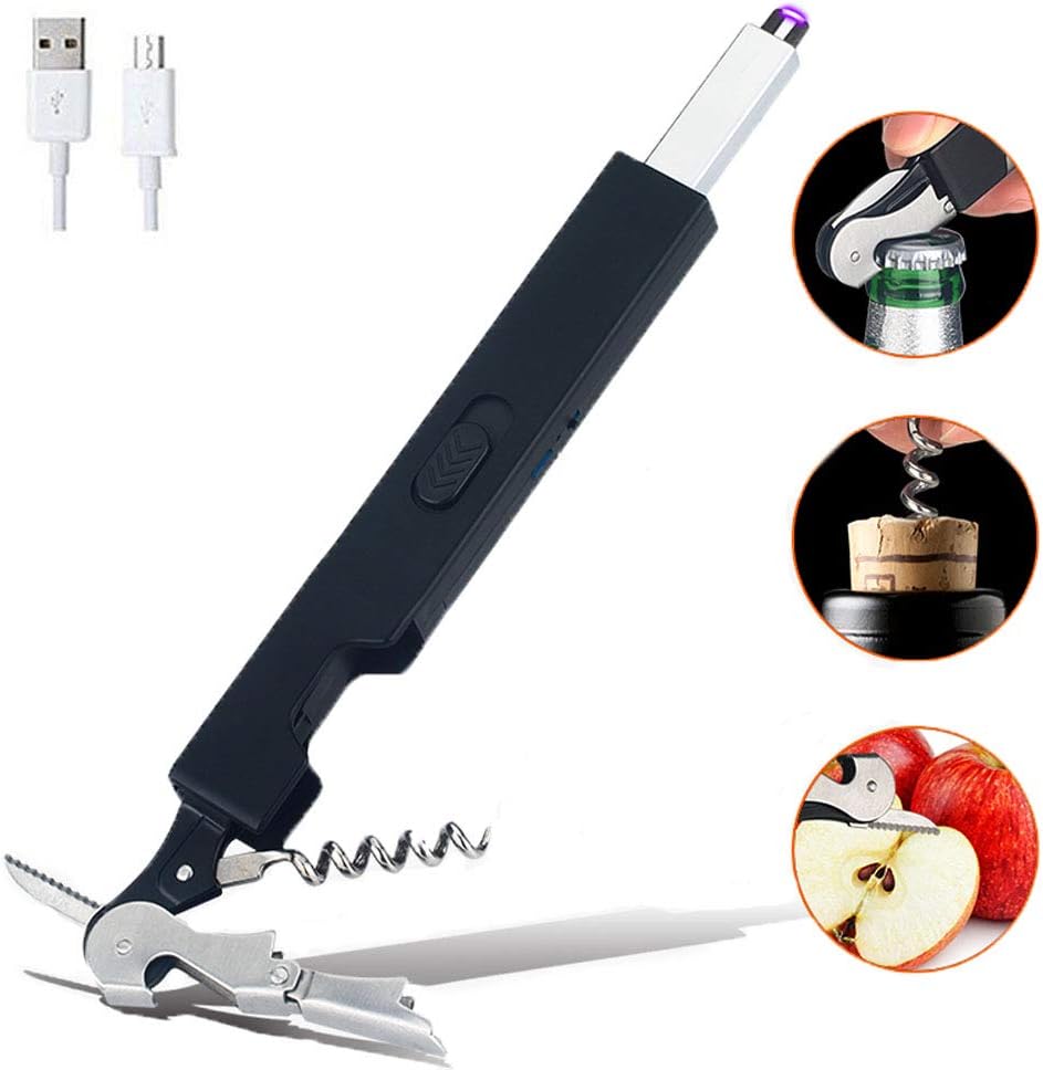 enniesshop Candle Lighter - Arc Electric lighters Long USB Rechargeable Windproof Flameless Lighter for BBQ Grilling Camping Gas Stove with Safety Lock in Gift Box
