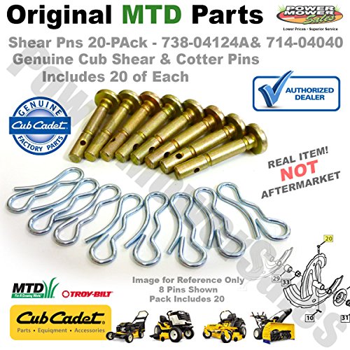 Genuine Cub Cadet Replacement Shear Pins & Cotter Pins for Snowblowers / 20 Pack / 738-04124A, 738-04124