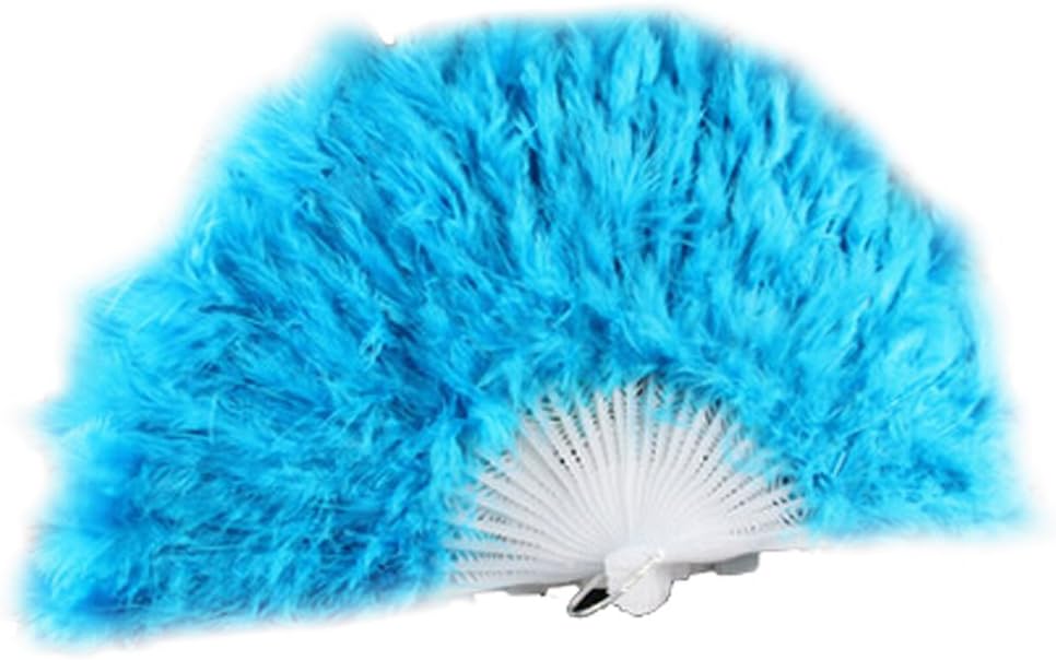 DELEY Nice Feather Dancing Performing Hand Folding Fan Party Fancy Dress Costume Sky Blue