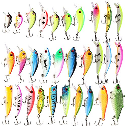 Cibo 30-Piece Fishing Lures Spinner Baits
