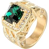 PMTIER Men's Vintage Stainless Steel Cubic Zirconia Ring