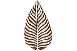 BLUE FEATHER PRODUCTS, INC. Leaf Motif Printed Wooden Printing Blocks Stamp Craft Art Textile Scrapbook Henna Clay Wood Print