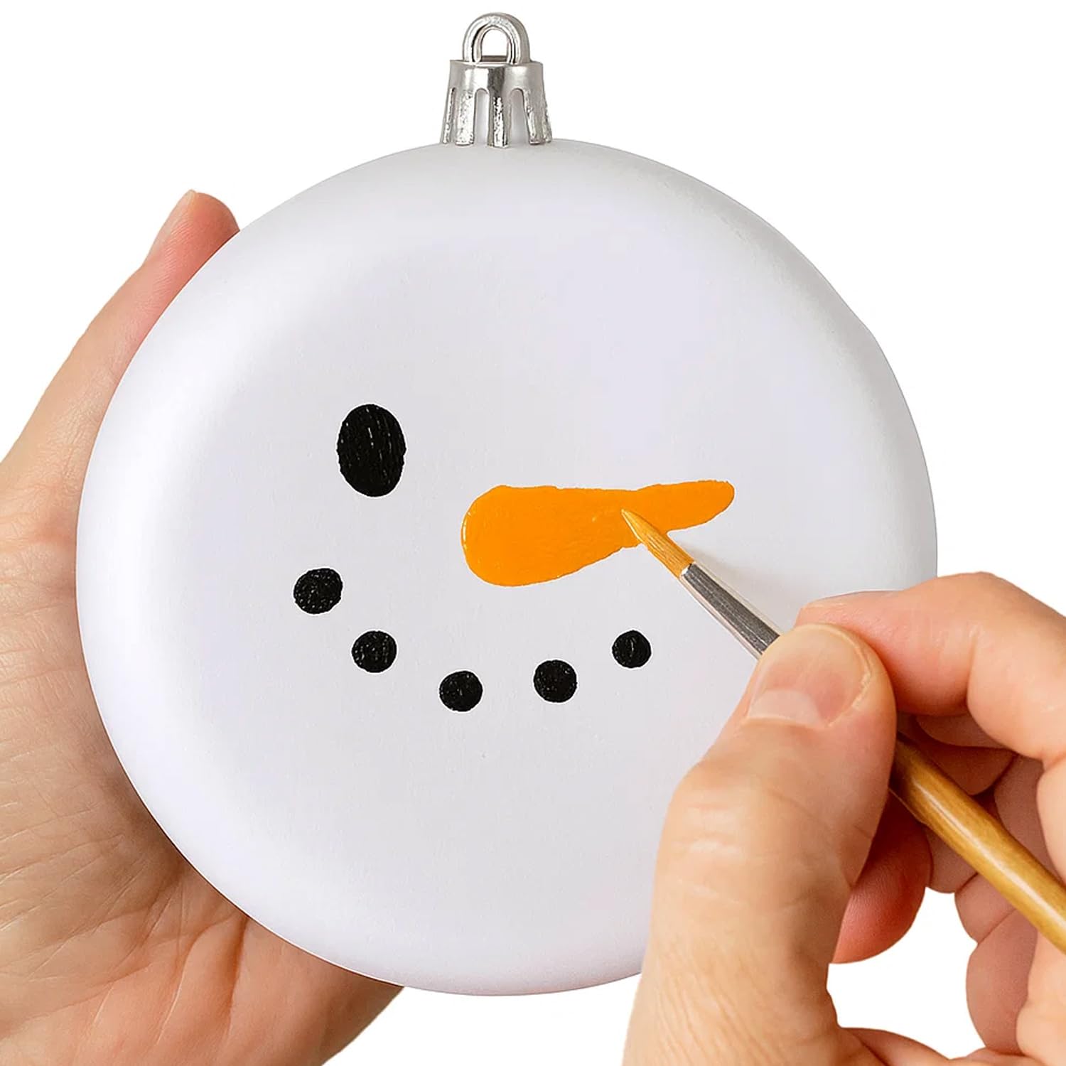 SLEETLY 12pk Blank DIY Christmas Baubles for Crafts to Personalize, Make Your Own Ornament for Kids and Adults, Drawing, Stickers, Plain Paintable Flat Disc to Decorate, Stencils, Matte White