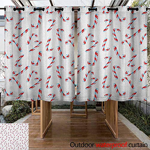 Andytours Outdoor Window Curtains Candy Cane Aquarelle Style
