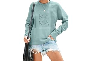 EGELEXY Mama Sweatshirt Women Funny Letter Print Mom Life Blouse Tops Casual Long Sleeve Pullover Tees