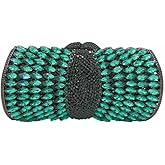 Boutique De FGG Sparkly Crystal Clutch Purse for Women Evening Bags with Spikes Wedding Party Rhinestone Clutch Handbag,Mini