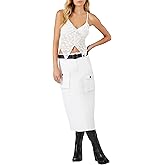 Forever 21 Womens Belted Twill Midi Skirt