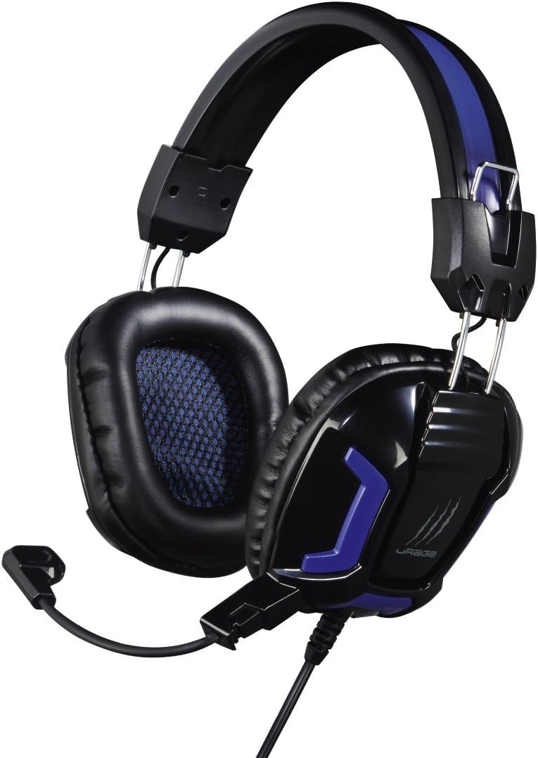 uRage"SoundZ Essential Gaming Headset with Microphone and Jack for Computer and specifically for Video Games, Plastic, Black/Blue