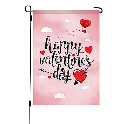 Decorative Valentines Party Decor Yard Lawn Polyester Fabric Flag