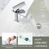 Wasserrhythm Waterfall Basin Tap Chrome Brass Mixer with Pop Up Waste Square UK view 3