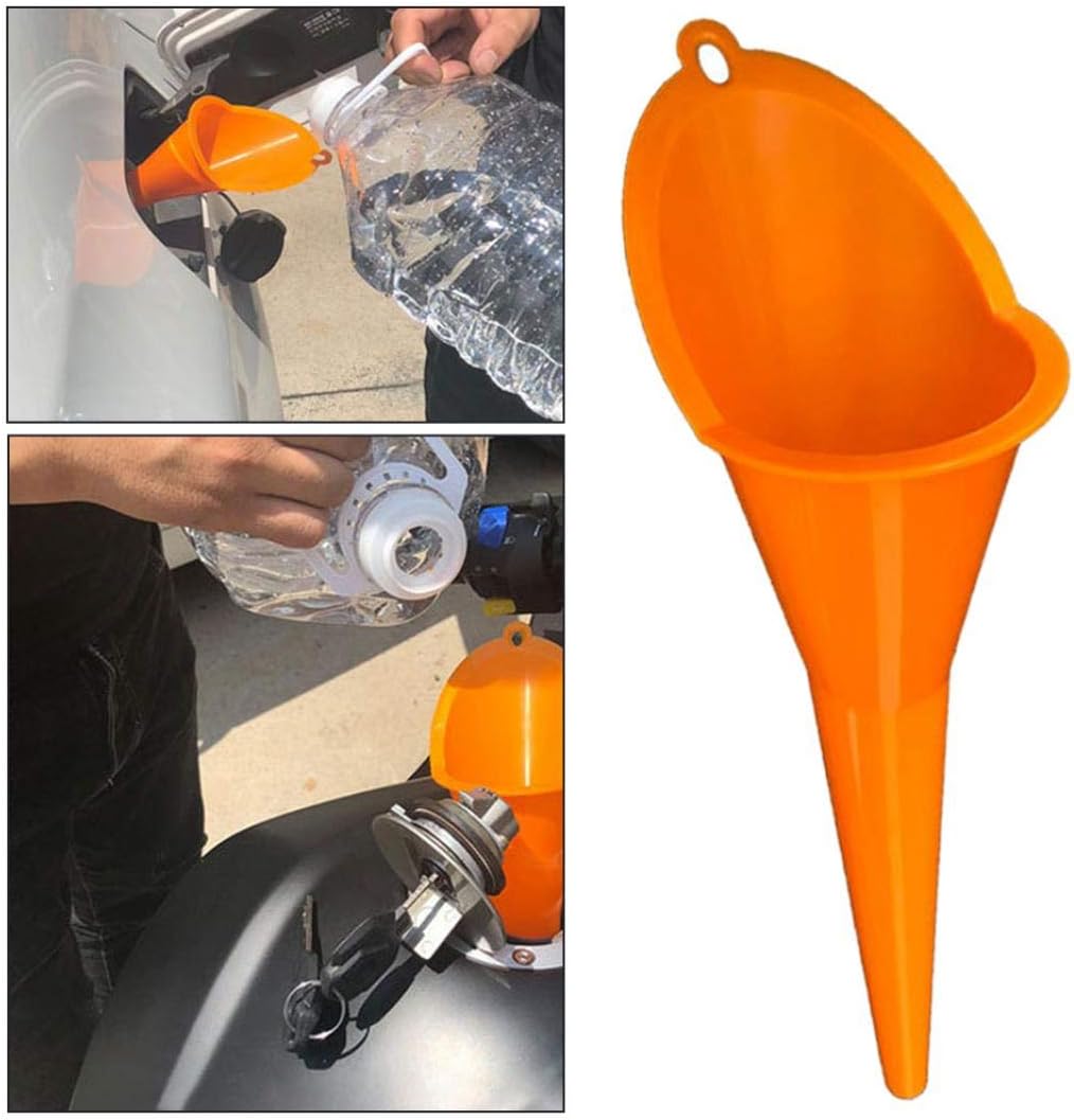Ugthe Long-mouthed Multifunctional Crankcase Oil Petrol Filling Funnel Hopper for Motorcycle Car - Orange