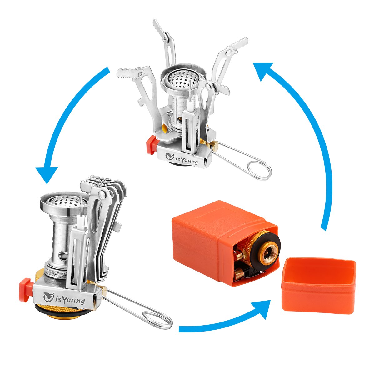 isYoung 2 Lots 8cm*5cm Mini Réchauds, Super Léger & Petit & Puissant, Piable et Portable pour Camping et Voyage.