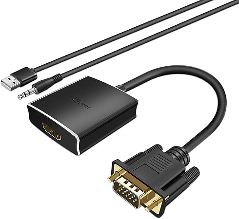 Amazon Com Giveet Vga To Hdmi Adapter For Monitor Tv Active 1080p Video Output With Audio Vga To Hdmi Converter Male To Female Compatible With Pc Computer Laptop Projector Desktop Dvd Plug N