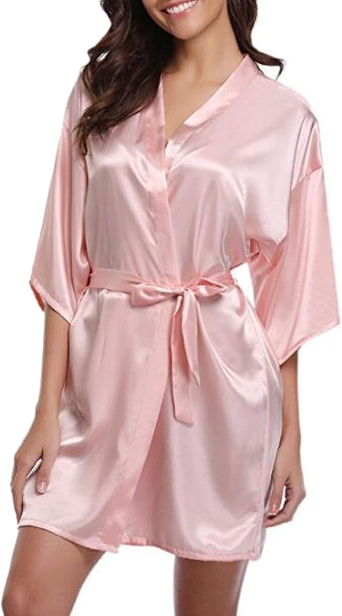 Azsunnyshow SilkBathrobe Women Silk Sexy Navy Blue Robes Satin Robe