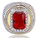 TOPGRILLZ 14K Gold Plated Iced Out CZ Simulated Diamond Ruby Cushion Bling Hip Hop Punky Ring for Men