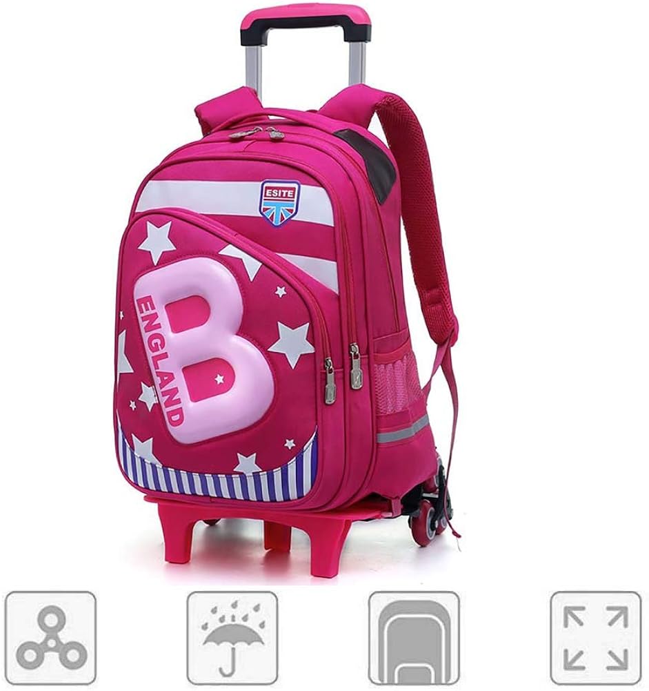 GNZY Trolley Bags for Kids Removable Nylon School Rolling