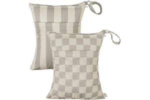 ALVA ALVABABY 2pcs Cloth Diaper Wet Dry Bags Waterproof Reusable with Two Zippered Pockets Travel Beach Pool Daycare Soiled Baby Items Yoga Gym Bag for Swimsuits or Wet Clothes LZ8485