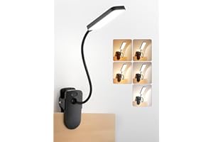 ReinHoo Clip on Light,9 Brightness+5 Color Rechargeable Desk Lamp,4000mAh Battery Operated Lights,450 Lumen 48 LED Desk Lamp with Clamp Light,Cordless Reading Lamps for Bed/Headboard/Bedside Table