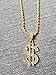 TUOKAY Fake Gold Rope Chain for Men with Dollar Sign Pendant Iced Out Necklace for Rapper, Sparkling Dollar Symbol Gold Chain for Rap Gangsta, 24 inches