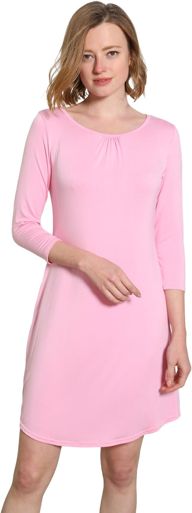 Mamamiya Women Comfortable Long Sleeve Pajama Sleep Shirt Dress Nightshirt