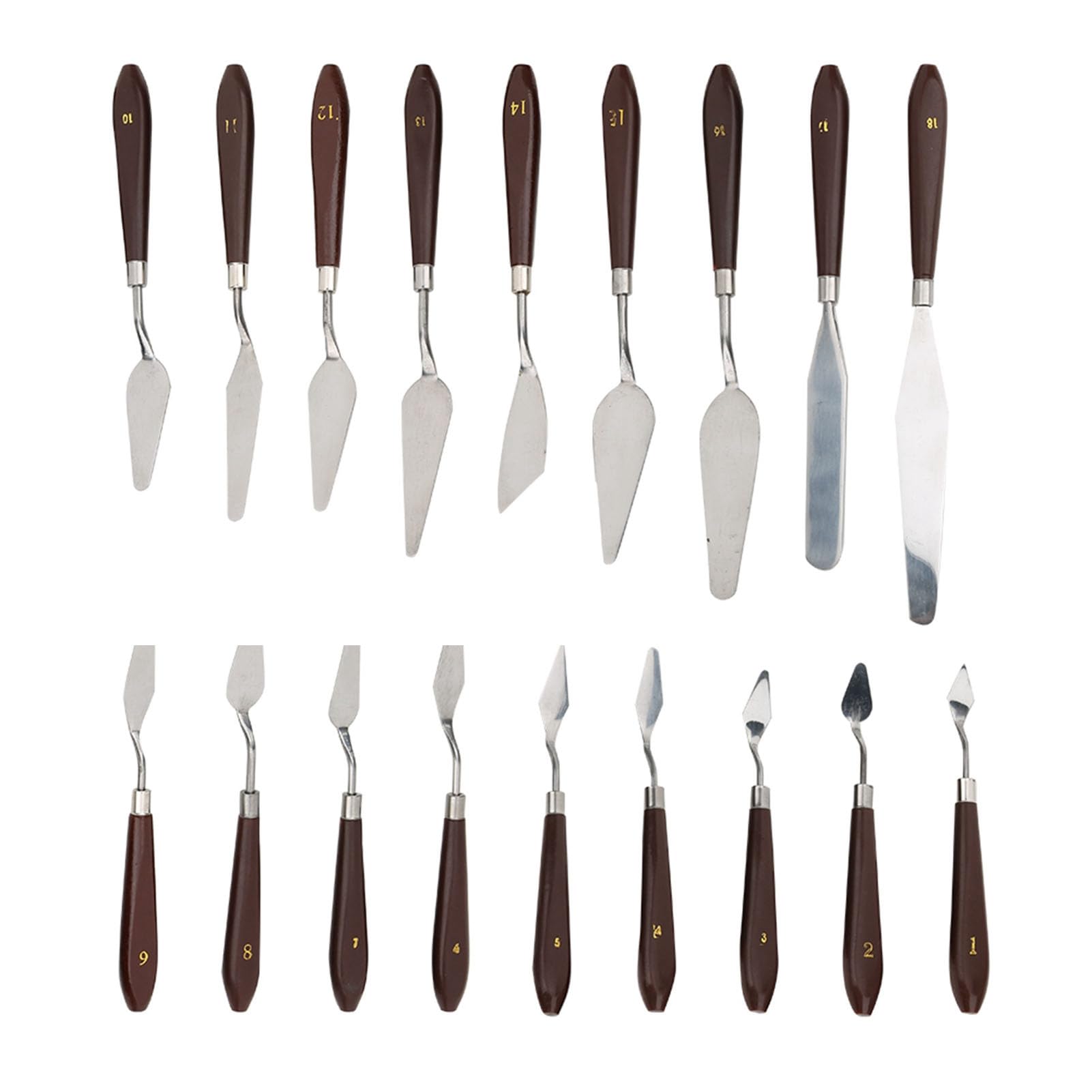 18Pcs Stainless Steel Spatula Palette Tool Oil Painting Tool Oil Painting Scraper Oil Painting Shovel Oil Art Supplies Set Painting Tool Set(18Pcs)
