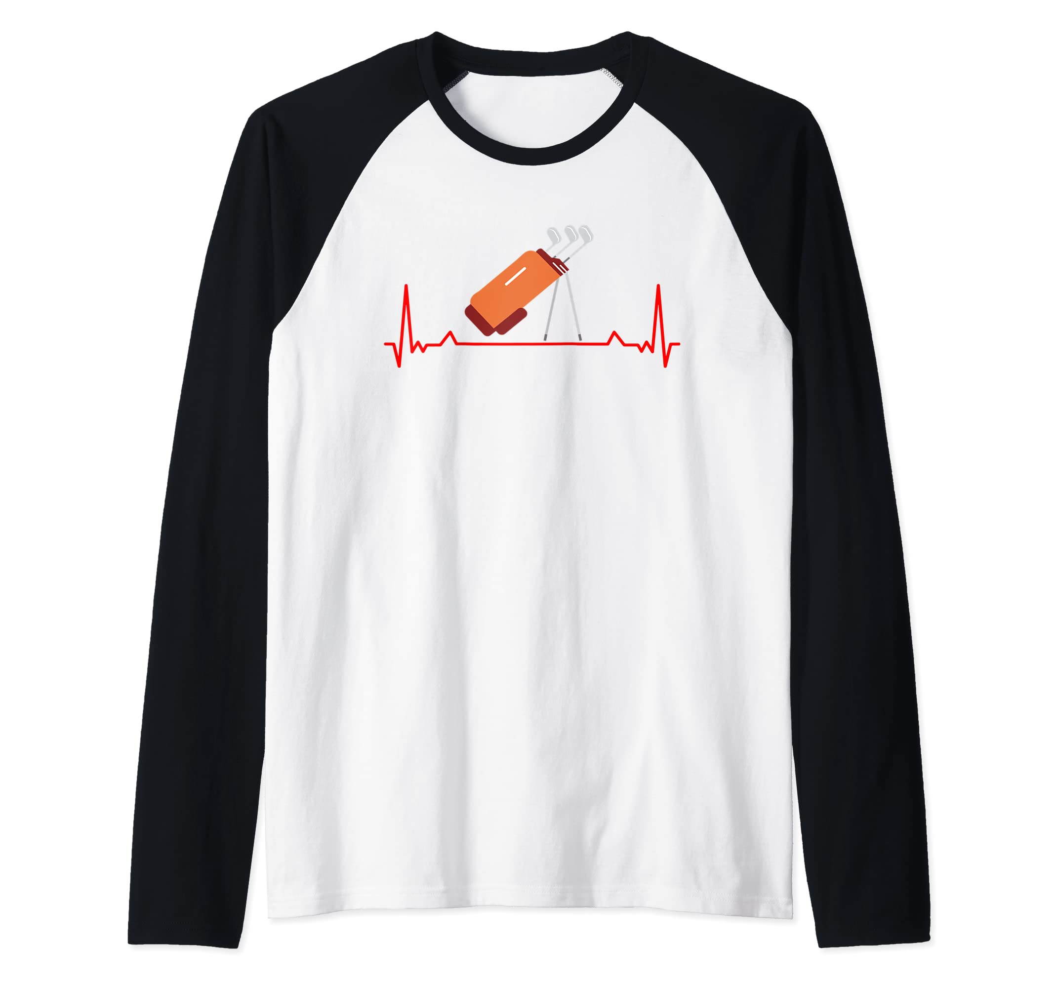 Ekg Heartbeat Pulse Line Golf Cart Bag Fun Golfer Raglan Baseball Tee