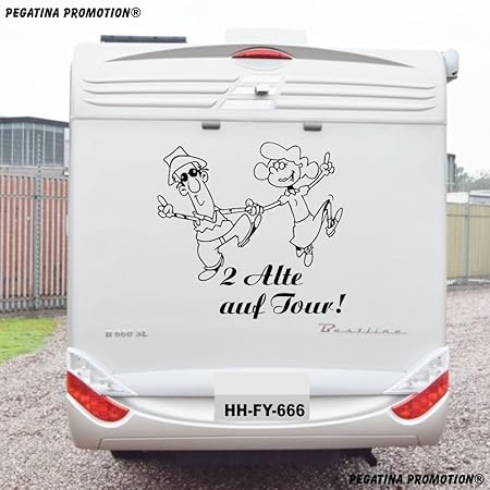 2 Alte auf Tour Aufkleber 'Größe 60 cm' für Wohnmobil Wohnwagen Womo WOWA Caravan Lustige Sprüche lustiger Spruch von Pegatin