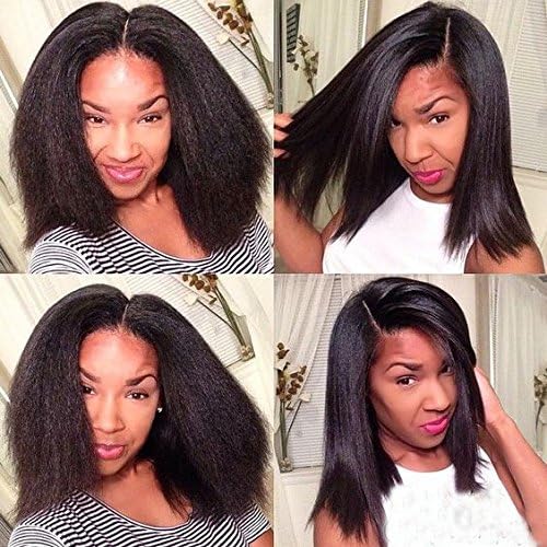 Isabel 130% Density Natural Looking Italian Yaki Lace Front Wigs Best Brazilian Virgin Remy Human Hair Kinky Straight Wigs for Black Women