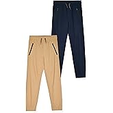 TONY HAWK Boys Twill Jogger Pants with Zipper Pockets 2-Pack Pull on Pants for Kids