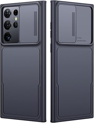 Simtect für Samsung Galaxy S22 Ultra Hülle Kameraschutz Schiebedeckung für S22 Ultra Handyhülle [Dünn krazfest stoßfest] Samsung Galaxy S22 Ultra 5G Case mit s Pen Slot 6.8 Zoll - Schwarz