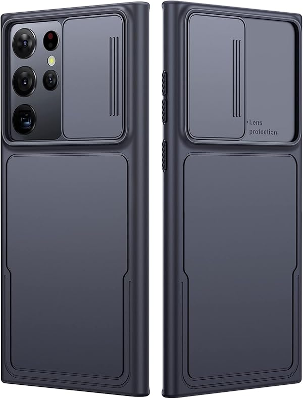 Simtect für Samsung Galaxy S22 Ultra Hülle Kameraschutz Schiebedeckung für S22 Ultra Handyhülle [Dünn krazfest stoßfest] Samsung Galaxy S22 Ultra 5G Case mit s Pen Slot 6.8 Zoll - Schwarz