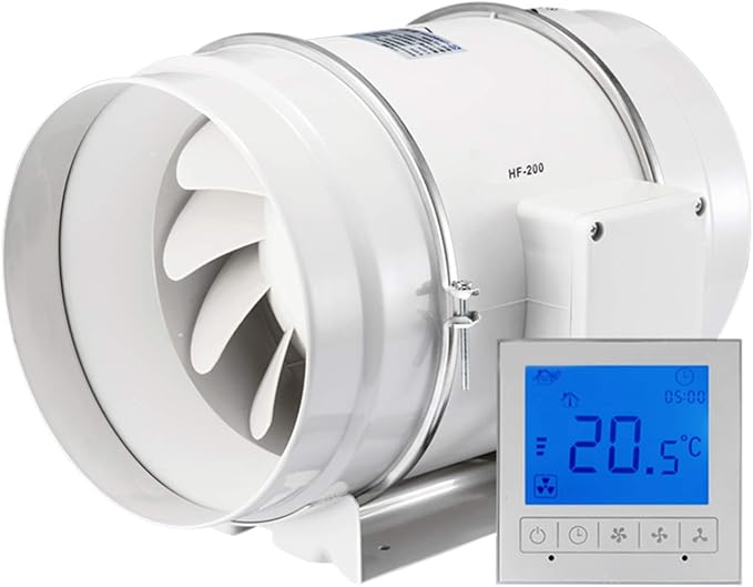HG POWER Inline Duct Extractor Fan with Timer Smart Controller for