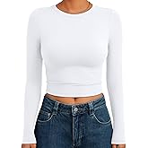 Trendy Queen Womens Long Sleeve Crop Tops Basic Slim Fitted Shirts Spring Fashion Outfits 2026 Teen Girl Clothes