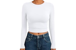 Trendy Queen Womens Long Sleeve Crop Tops Basic Slim Fitted Shirts Fashion 2025 Going Out Y2k Tops Teen Girl Clothes