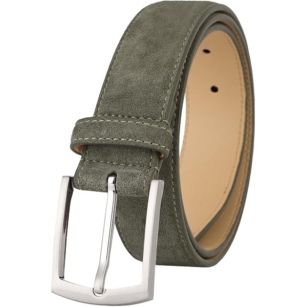 Johnston & Murphy Cintura Uomo Topstiched - Pelle Italiana Brunita, Fibbia In Ottone, Larghezza 3,5 Cm